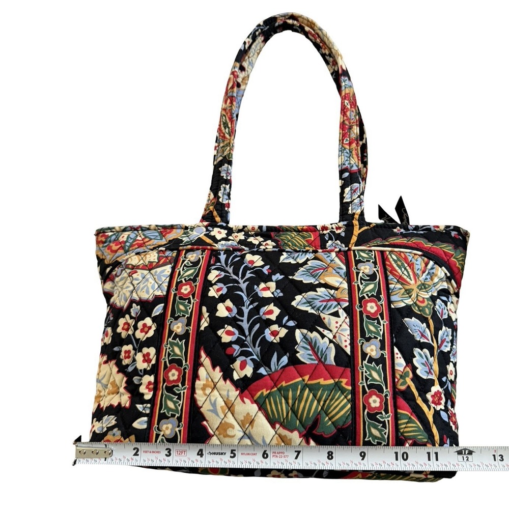 Vera Bradley Villager Versailles Floral Quilted Tote Handbag in Black Retired - Picture 9 of 12